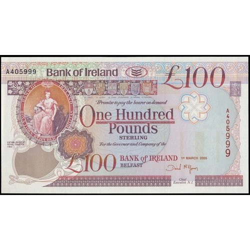 479 - Northern Ireland. Bank of Ireland 2005 £100 A405999 good extremely fine. (BNYB NI. 254b) (See photo)... 