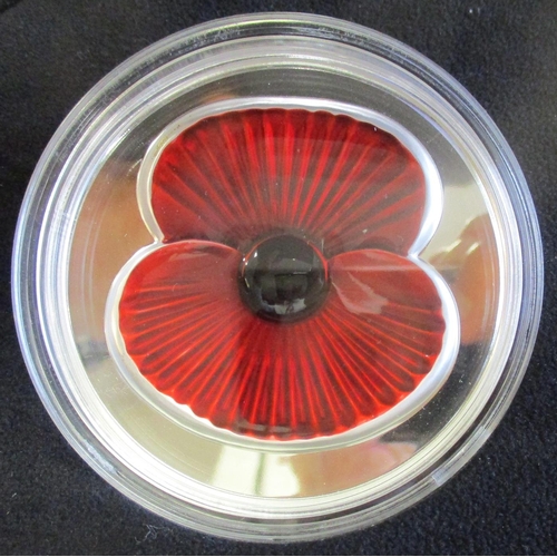 1048 - Jersey. 2017 £10 Poppy 155.53g silver proof FDC in plush transparent display box by Westminster. (½B... 