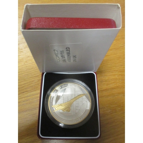 1022 - Alderney. 2003 Concorde boxed 5oz silver proof £10 FDC. (Y)