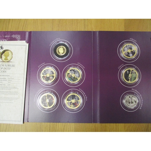 1040 - Gibraltar. 2022 Platinum Jubilee Collection proof set of 8 in folder FDC, including 9ct 2 crowns coi... 