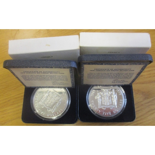 1046 - Jamaica. Pair of 1979 boxed silver proof $25 FDC, commemorating the 10th Anniversary of the Investit... 