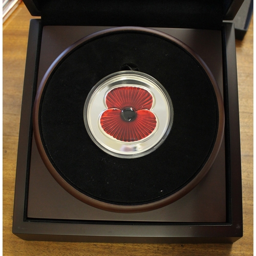 1048 - Jersey. 2017 £10 Poppy 155.53g silver proof FDC in plush transparent display box by Westminster. (½B... 