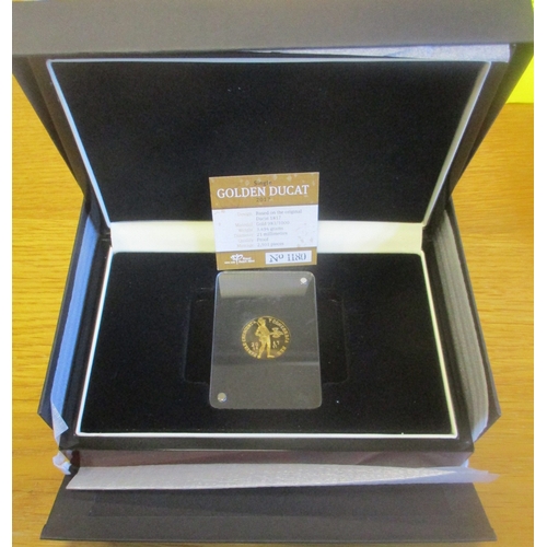 1049 - Netherlands. 2017 boxed 23.6ct gold proof commemorative reproduction of the 1817 ducat FDC. (See pho... 