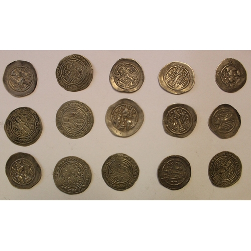 1051 - Sassanian Empire. Drachm range in mixed condition, some plugged. Qty 15 (R)