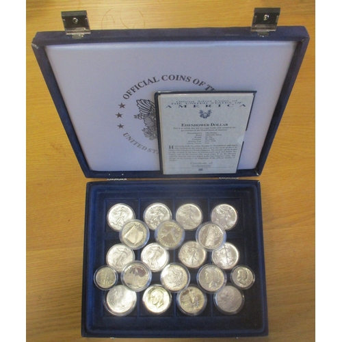 1055 - USA. Range of silver coins, with proof FDC $1 1987 U.S. Constitution, 1988 Olympiad, 1990 Eisenhower... 