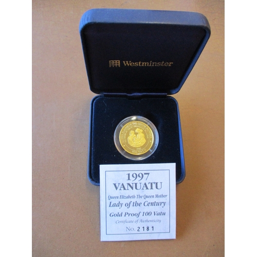 1056 - Vanuatu. 1997 100 Vatu boxed 14ct gold proof FDC. (Y)