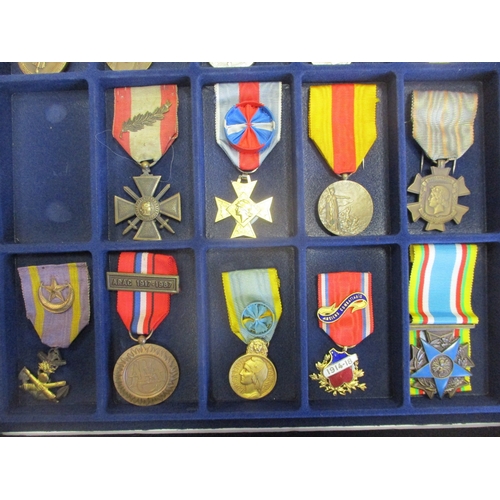 123 - France. Medal collection in 4 trays including Colonial Artillery Medal, WW1 Dardanelles Medal, AND r... 