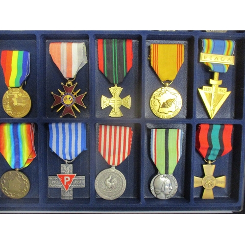 123 - France. Medal collection in 4 trays including Colonial Artillery Medal, WW1 Dardanelles Medal, AND r... 