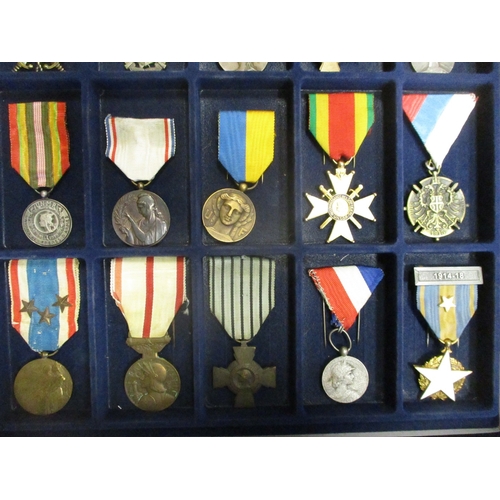 123 - France. Medal collection in 4 trays including Colonial Artillery Medal, WW1 Dardanelles Medal, AND r... 