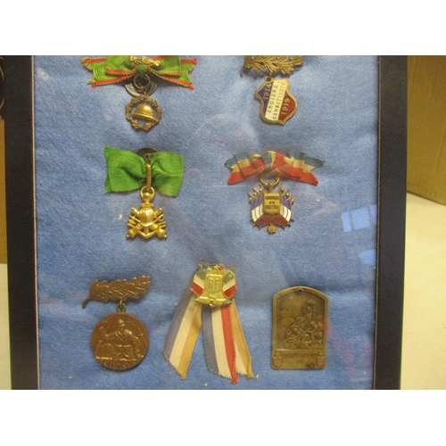 126 - France. Patriotic medal and badge collection presented in 4 trays, with Lalique (15) including Soldi... 