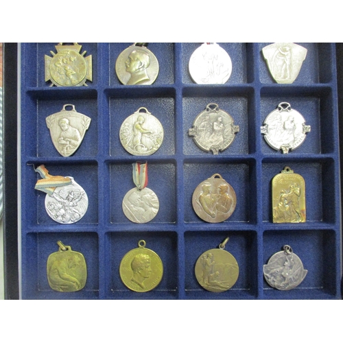 127 - France. Patriotic medal and badge collection in 5 trays including French 75s, Albert & Elisabeth ran... 