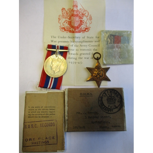 13 - Mixed range with:
1. WW2 1939-1945, Africa, Burma Stars, Defence Medal and BWM all privately named t... 