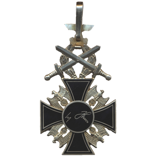 141 - Third Reich. N.S.D.A.P. The German Order 1st Class Neck Cross with Laurel Wreath & Swords silver gil... 