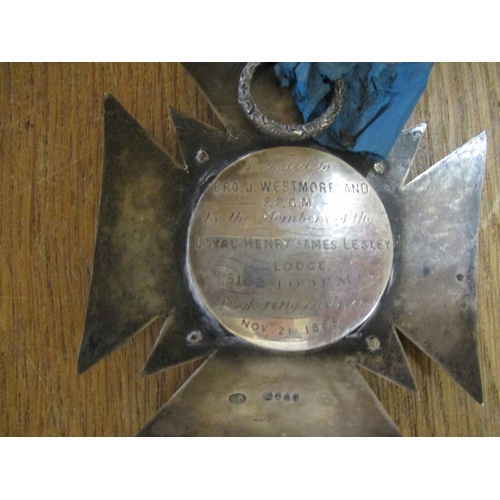 148 - Masonic. Pickering District silver star inscribed to John Westmoreland from the 