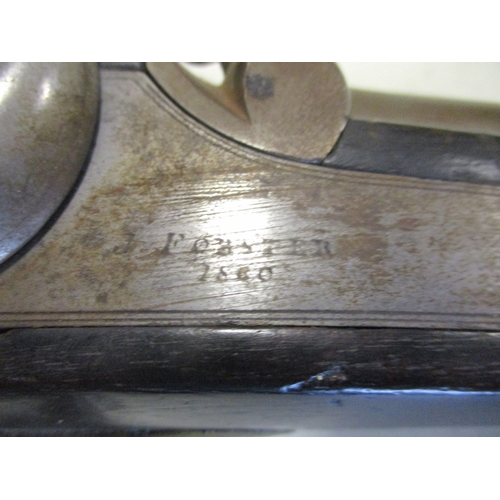 151 - Percussion cap rifle converted from flintlock and probably shortened, lockplate marked with Victoria... 