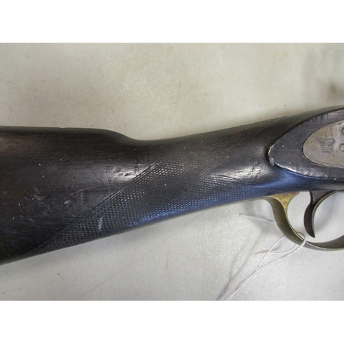 151 - Percussion cap rifle converted from flintlock and probably shortened, lockplate marked with Victoria... 