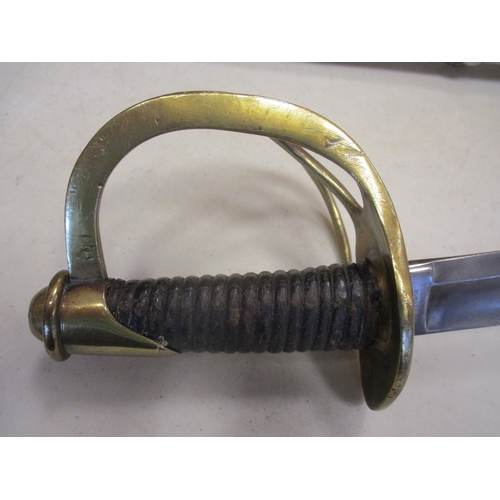 177 - US Model 1840 trooper's cavalry sabre and scabbard by Horstman, ricasso marked Horstma*/Phila, leath... 