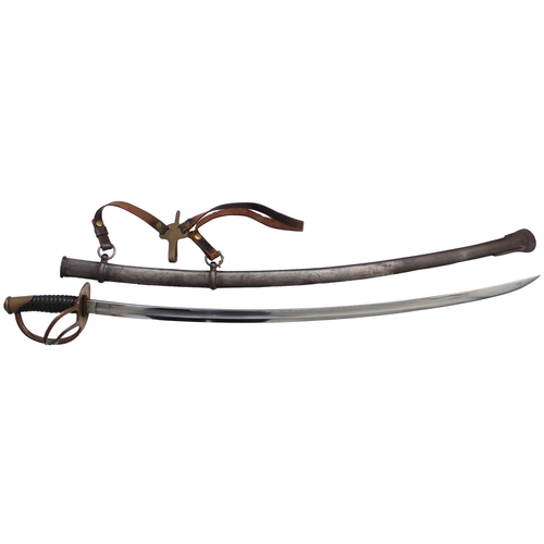 179 - U.S. Model 1860 Cavalry Sabre, scabbard and leather hangers by Christopher Roby, ricasso stamped U.S... 