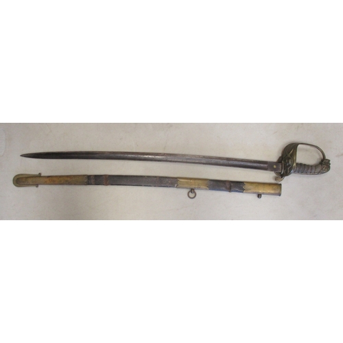 195 - Royal Navy QV 1827 Pattern officer's sword and scabbard, ricasso marked R.H. Hancox Landport (a Port... 