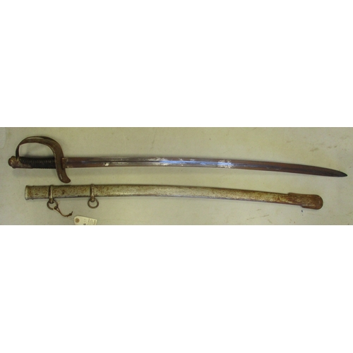 200 - Italian Model 1860 heavy cavalry trooper's sword and scabbard by A. & E. Holler, ricasso marked A. &... 