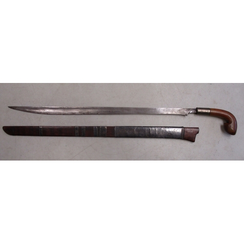 211 - Far Eastern probably Indonesian parang sword/knife, 47cm blade with fuller to both sides, wooden coc... 