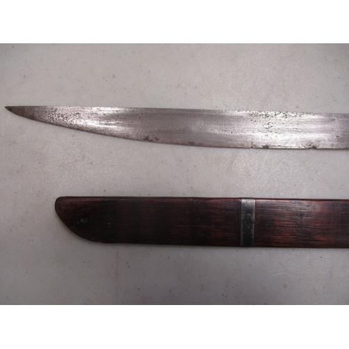 211 - Far Eastern probably Indonesian parang sword/knife, 47cm blade with fuller to both sides, wooden coc... 