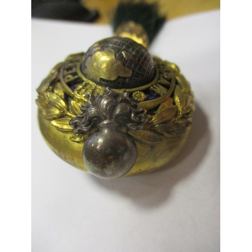 212 - Rare Royal Marine Artillery 1866-79 Officer's copper gilt and enamel busby grenade, green horse hair... 