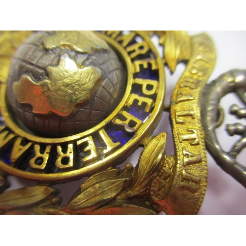 213 - Royal Marine Light Infantry QV Officer's gilt and enamel glengarry badge, circa 1870-97, wreath with... 