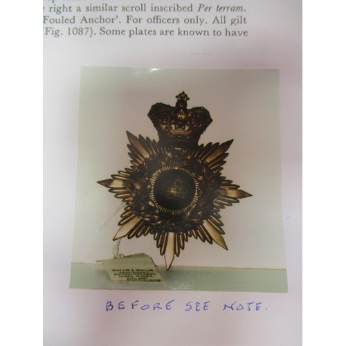 217 - Royal Marines 1845-55 Officer's gilt Shako plate, QV crown, scarce spelling of Gibralter at top of w... 