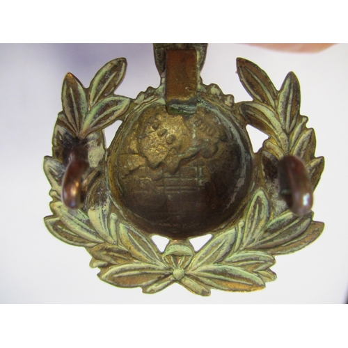 226 - Rare Royal Marines Labour Corps original brass cap badge, globe within a laurel wreath surmounted by... 