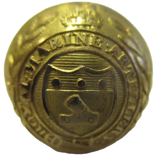 228 - Rare Royal Marine Artillery Officer's gilt coatee button, 15mm diameter, circa 1855-62, Royal Marine... 