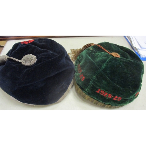 229 - Rugby Union caps awarded to 14649 Pte Herbert (Joe) Affleck R.M.L.I. with:
1. R.M.L.I. green cap wit... 