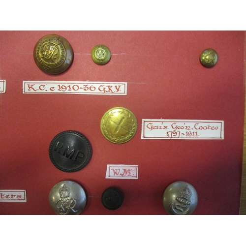 230 - 1800s to date Royal Marines button collection wire mounted on board for display including General's ... 