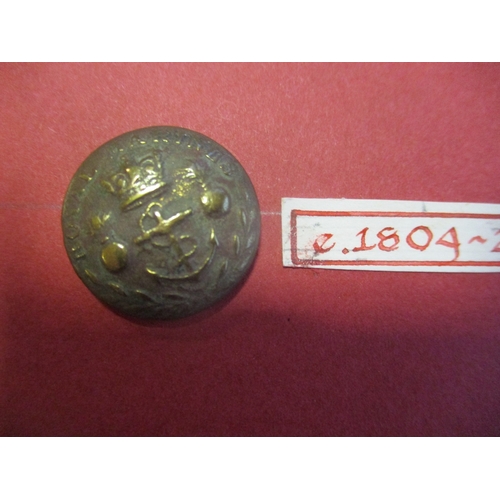 234 - 1804 to date Royal Marines button collection wire mounted on board for display including R.M.A. Comp... 