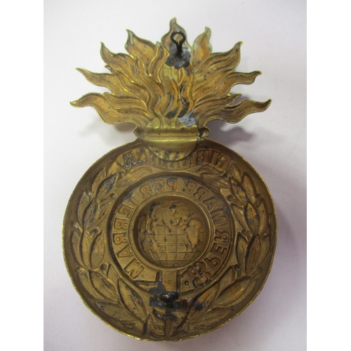 239 - Royal Marine Artillery 1879-1905 OR's helmet plate, fused grenade Gibraltar in scroll atop wreath, P... 