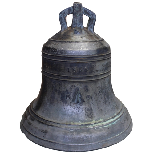 248 - 1855 Board of Ordnance 24kg bronze bell, date cast between bead lines towards the top, B and O eithe... 