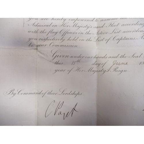 261 - 1. 1864 Admiralty Commission warrant to Thomas Sparke Thompson appointing him Rear Admiral in Her Ma... 