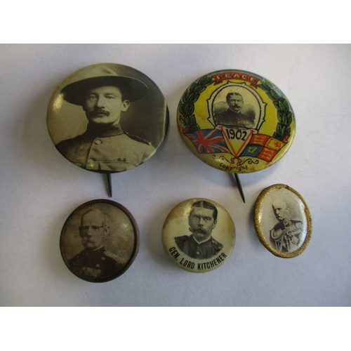 262 - Collection of Boer War pin badges including lion holding Boer in mouth (2), General Roberts (3), Bad... 