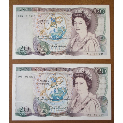 359 - D.H.F. Somerset. £20 windowed thread range generally uncirculated with 08A, 11B, 78C, 37D, 60E, 68H,... 