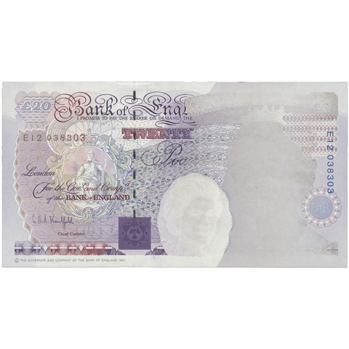 410 - G.E.A. Kentfield. £20 E12 038303 missing Queens portrait uncirculated. (BNYB E2b(ii)) (See photo) (N... 