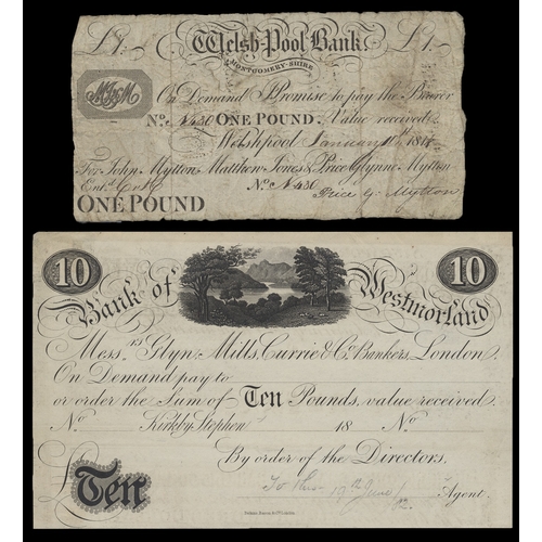 438 - GB local 1800's range generally poor to fair with £10 Bank of Westmorland 18-- unissued, Wisbech & L... 