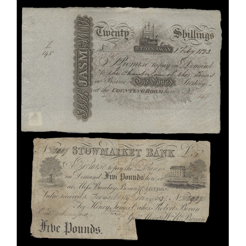 440 - GB local 1800's range generally poor to fair with £10 Sleaford & Newark Bank 1862 cut cancelled, Sta... 