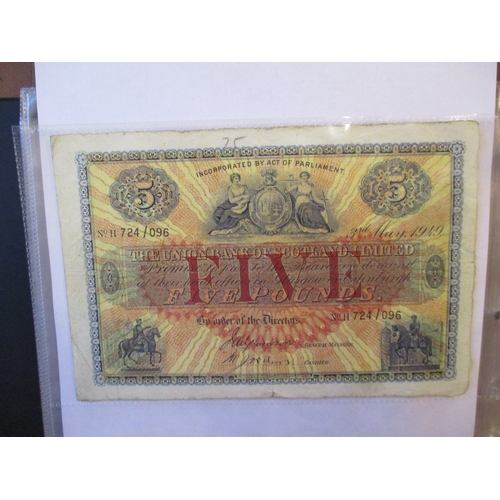 459 - World collection in 5 albums with Scotland Union Bank of Scotland 1949 £5 fair, Tonga 1966 £5 extrem... 