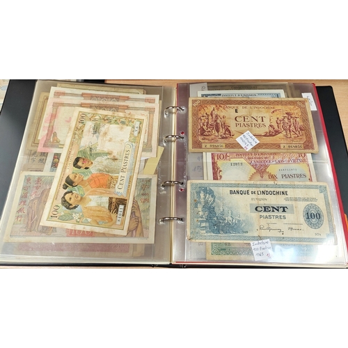 463 - Collection in two volumes generally fair to fine with France 100 francs (34) plus Indochina (51), Dj... 