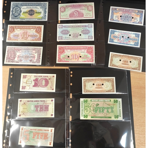 465 - Collection of banknotes generally very fine to extremely fine with British Armed forces various deno... 