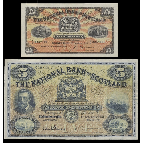 486 - Scotland. Collection on leaves with British Linen Bank £5 1933 fair, £20 1945 fine, Bank of Scotland... 