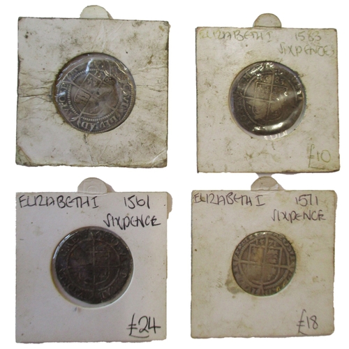 497 - Hammered range generally fair/ fine with shilling Elizabeth I sixth issue mintmark hand, sixpences 1... 