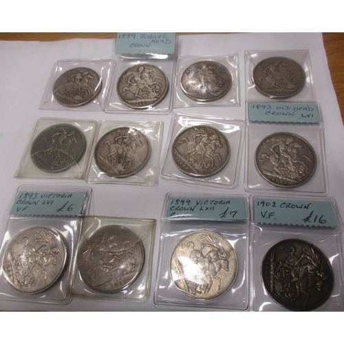 517 - Range of crowns, generally fair/fine to very fine, with 1821 Secundo, 1889 (3), 1890 (2), 1892, 1893... 