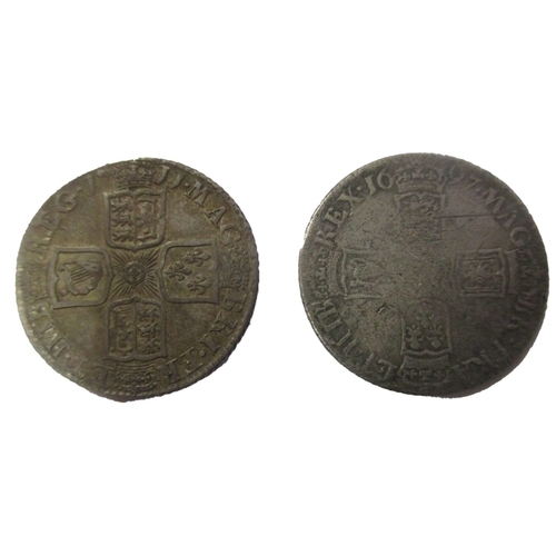 527 - Milled range, generally very fine or better, including William III 1697 shilling (with inverted 'A' ... 