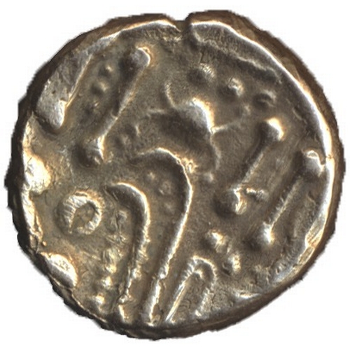 546 - Celtic. Early uninscribed gold stater very fine, type D, 'Cheriton', large crescent face, reverse pe... 